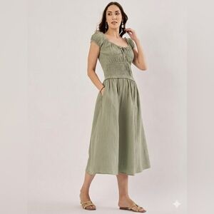 Sim & Sam Milkmade Dress w Smocking Sz Large 17-20" Pit to pit 49" Length